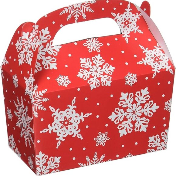 'Amscan  Christmas Snowflake Gable Boxes, 5 Ct.  Party Supply 4.5'' H X 4.75'' W - Picture 1 of 2